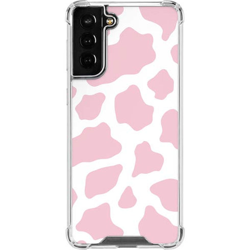 Pink Cow Print Galaxy S21 FE Clear Case